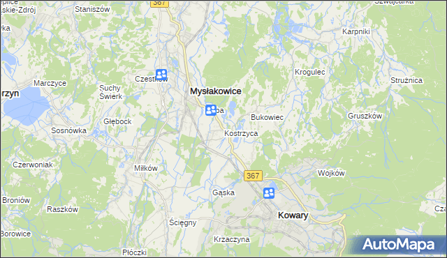 mapa Kostrzyca, Kostrzyca na mapie Targeo