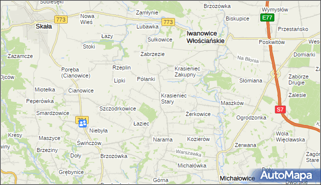 mapa Krasieniec Stary, Krasieniec Stary na mapie Targeo