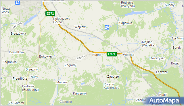 mapa Kupno gmina Kolbuszowa, Kupno gmina Kolbuszowa na mapie Targeo