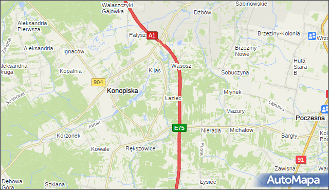mapa Łaziec, Łaziec na mapie Targeo