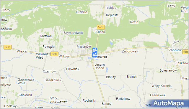 mapa Leszno powiat warszawski zachodni, Leszno powiat warszawski zachodni na mapie Targeo