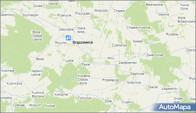 mapa Lisy gmina Brąszewice, Lisy gmina Brąszewice na mapie Targeo