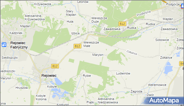 mapa Marysin gmina Rejowiec, Marysin gmina Rejowiec na mapie Targeo
