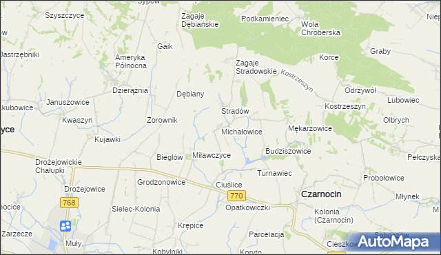 mapa Michałowice gmina Czarnocin, Michałowice gmina Czarnocin na mapie Targeo