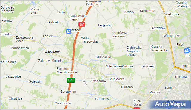 mapa Nieczatów, Nieczatów na mapie Targeo