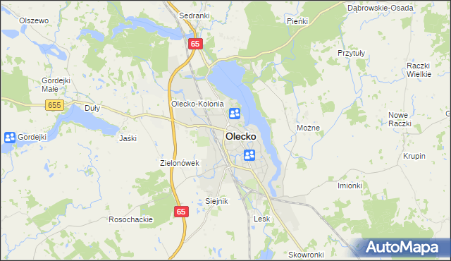 mapa Olecko, Olecko na mapie Targeo