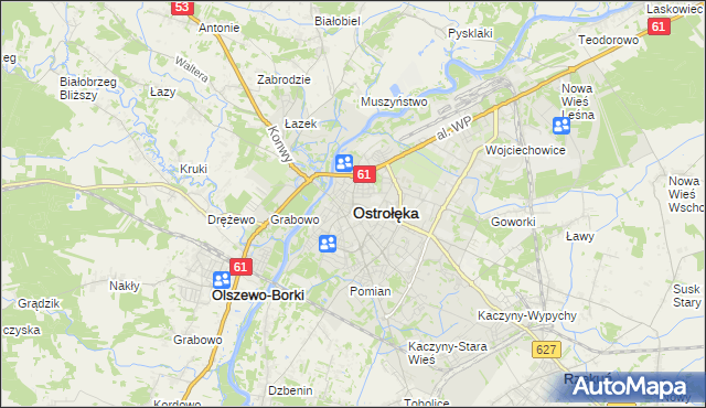 mapa Ostrołęka, Ostrołęka na mapie Targeo