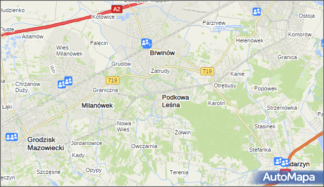 mapa Podkowa Leśna, Podkowa Leśna na mapie Targeo