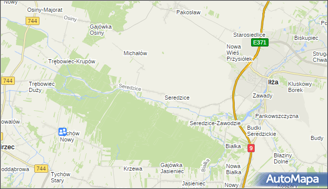 mapa Seredzice, Seredzice na mapie Targeo