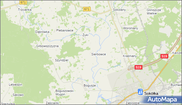 mapa Sierbowce, Sierbowce na mapie Targeo