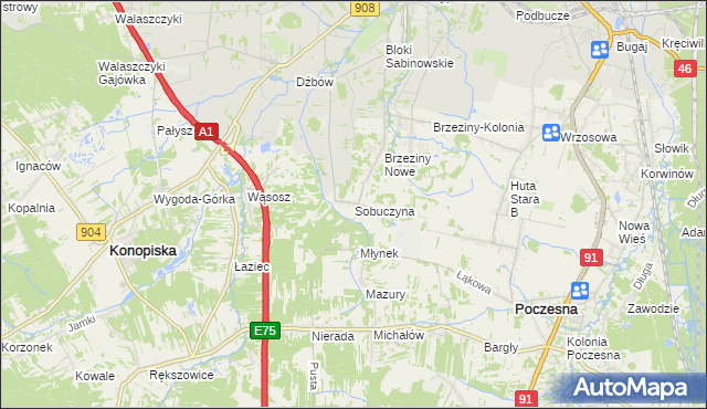 mapa Sobuczyna, Sobuczyna na mapie Targeo