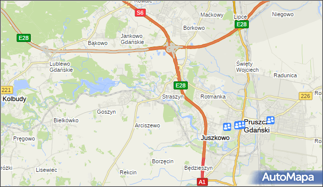 mapa Straszyn, Straszyn na mapie Targeo