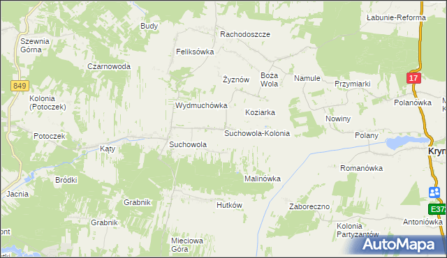 mapa Suchowola-Kolonia, Suchowola-Kolonia na mapie Targeo