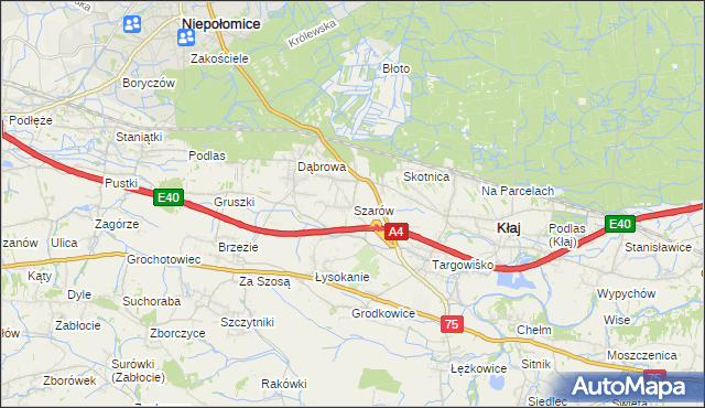 mapa Szarów gmina Kłaj, Szarów gmina Kłaj na mapie Targeo