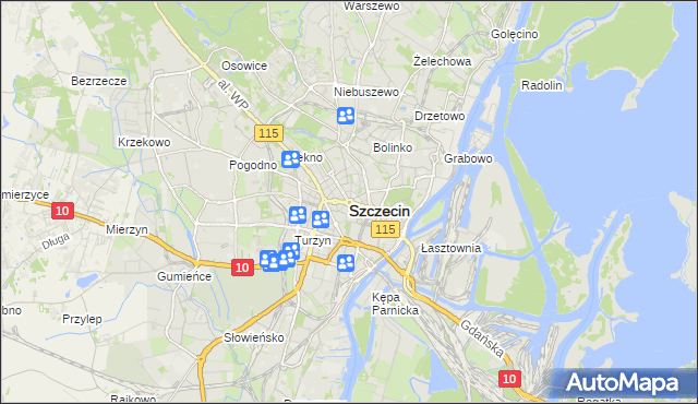mapa Szczecina, Szczecin na mapie Targeo