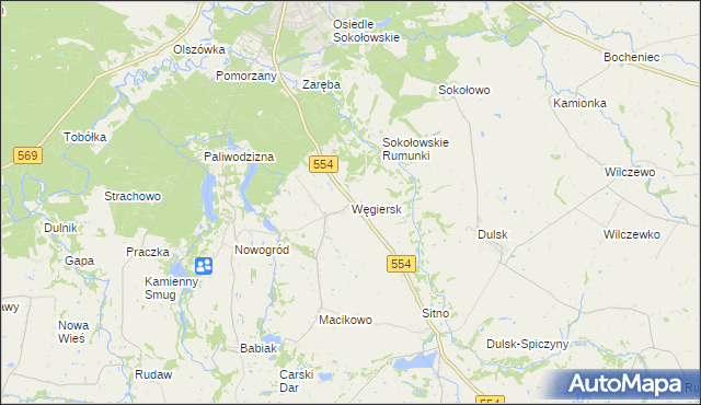 mapa Węgiersk, Węgiersk na mapie Targeo