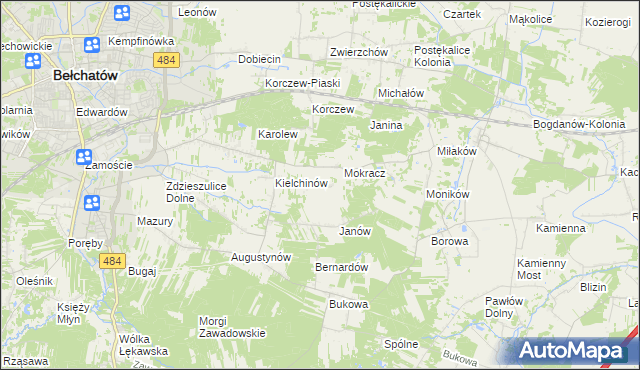 mapa Wiktorów gmina Bełchatów, Wiktorów gmina Bełchatów na mapie Targeo