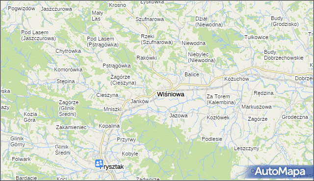 mapa Wiśniowa powiat strzyżowski, Wiśniowa powiat strzyżowski na mapie Targeo