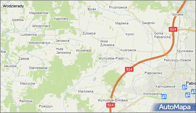 mapa Wymysłów-Piaski, Wymysłów-Piaski na mapie Targeo