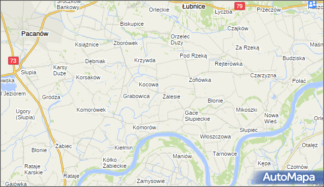 mapa Zalesie gmina Łubnice, Zalesie gmina Łubnice na mapie Targeo