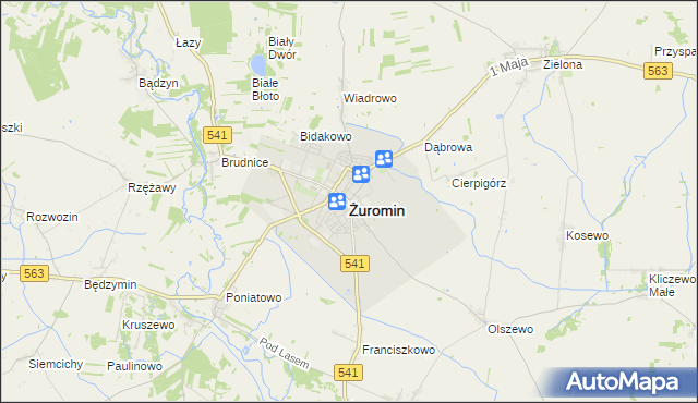mapa Żuromin, Żuromin na mapie Targeo
