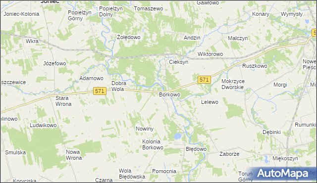 mapa Borkowo gmina Nasielsk, Borkowo gmina Nasielsk na mapie Targeo