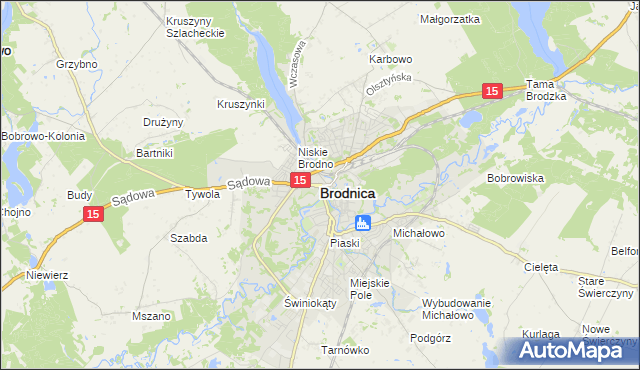 mapa Brodnica, Brodnica na mapie Targeo