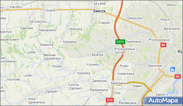 mapa Bzianka gmina Świlcza, Bzianka gmina Świlcza na mapie Targeo