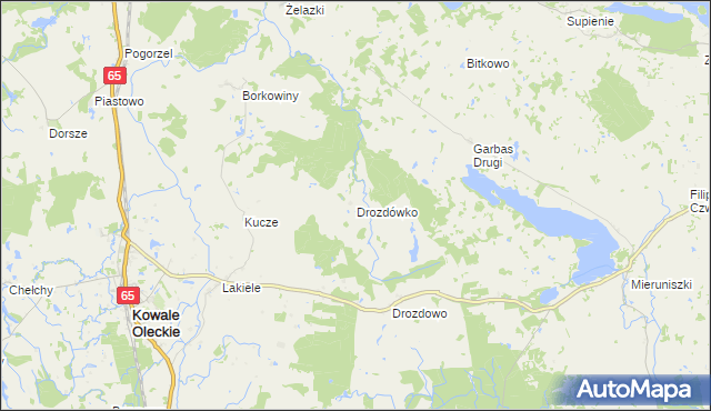 mapa Drozdówko gmina Kowale Oleckie, Drozdówko gmina Kowale Oleckie na mapie Targeo