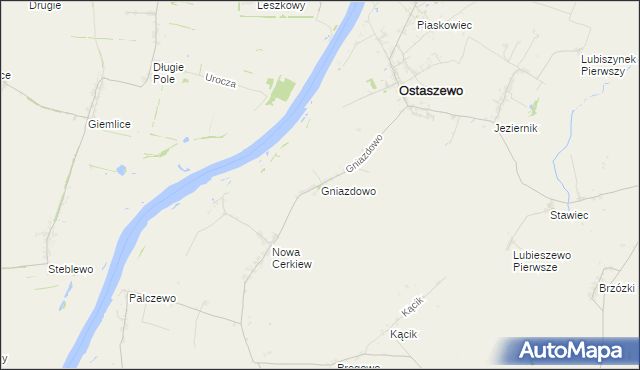 mapa Gniazdowo gmina Ostaszewo, Gniazdowo gmina Ostaszewo na mapie Targeo
