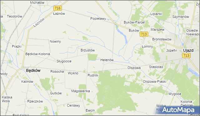 mapa Helenów gmina Ujazd, Helenów gmina Ujazd na mapie Targeo