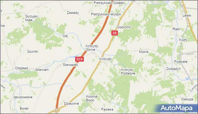 mapa Knorydy, Knorydy na mapie Targeo