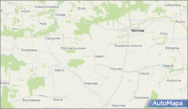 mapa Natalin gmina Michów, Natalin gmina Michów na mapie Targeo