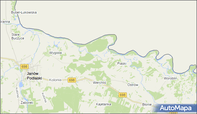 mapa Pieczyska gmina Janów Podlaski, Pieczyska gmina Janów Podlaski na mapie Targeo