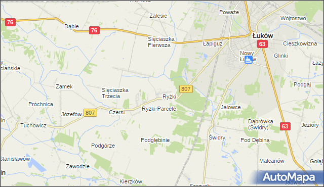 mapa Ryżki, Ryżki na mapie Targeo