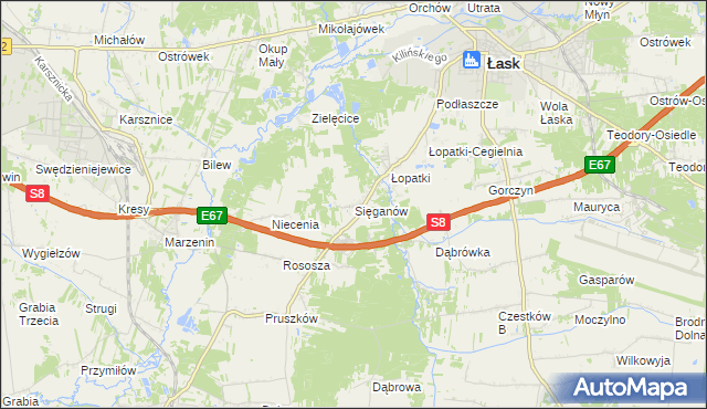 mapa Sięganów, Sięganów na mapie Targeo