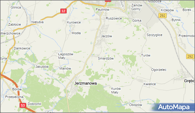 mapa Smardzów gmina Jerzmanowa, Smardzów gmina Jerzmanowa na mapie Targeo