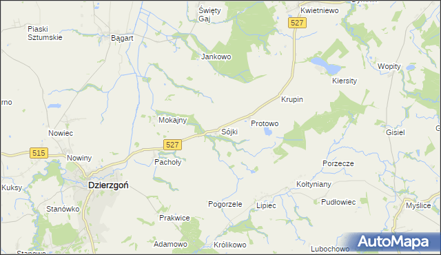 mapa Sójki gmina Rychliki, Sójki gmina Rychliki na mapie Targeo