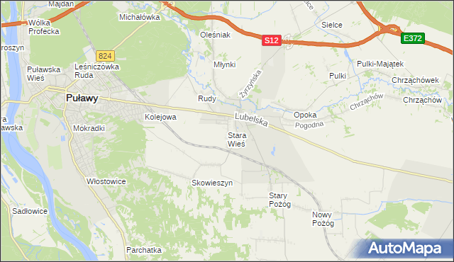 mapa Stara Wieś gmina Końskowola, Stara Wieś gmina Końskowola na mapie Targeo