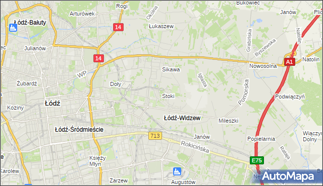mapa Stoki gmina Łódź, Stoki gmina Łódź na mapie Targeo