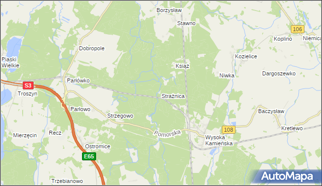 mapa Strażnica gmina Golczewo, Strażnica gmina Golczewo na mapie Targeo