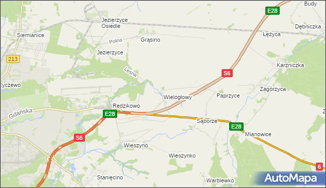 mapa Wielogłowy gmina Damnica, Wielogłowy gmina Damnica na mapie Targeo
