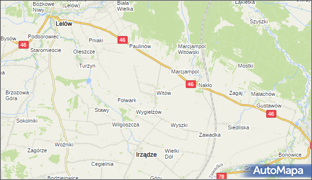 mapa Witów gmina Irządze, Witów gmina Irządze na mapie Targeo