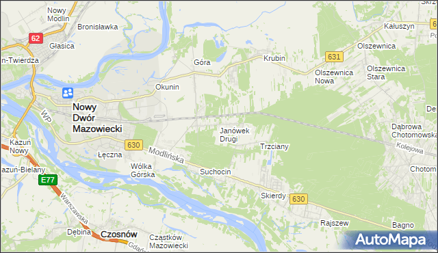 mapa Janówek Drugi, Janówek Drugi na mapie Targeo