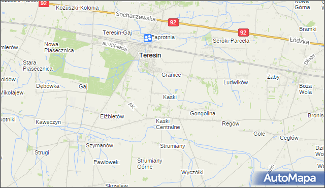 mapa Kaski gmina Baranów, Kaski gmina Baranów na mapie Targeo