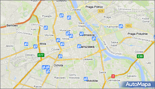 mapa Warszawy, Warszawa na mapie Targeo