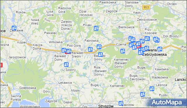 mapa Barwałd Górny, Barwałd Górny na mapie Targeo