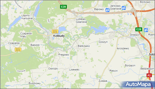 mapa Bielkówko, Bielkówko na mapie Targeo