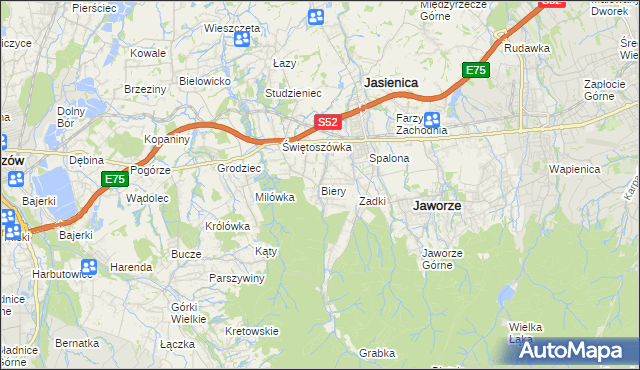 mapa Biery, Biery na mapie Targeo
