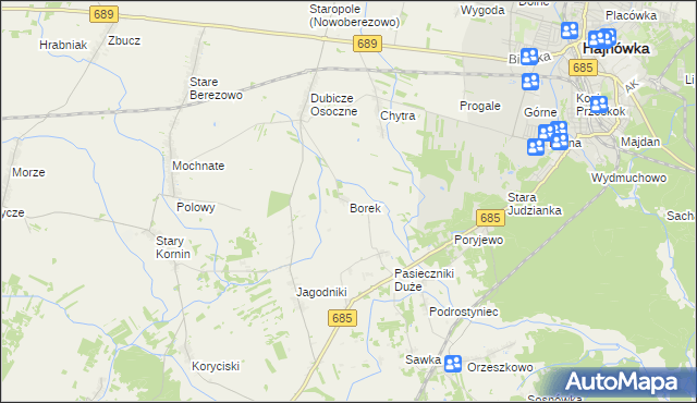 mapa Borek gmina Hajnówka, Borek gmina Hajnówka na mapie Targeo